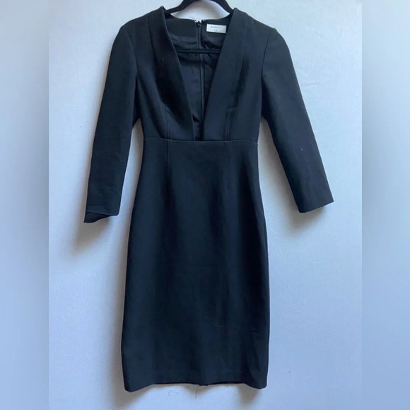 Babaton by Aritzia Masu Deep Plunge V Classic Black Midi Dress - Picture 2 of 16